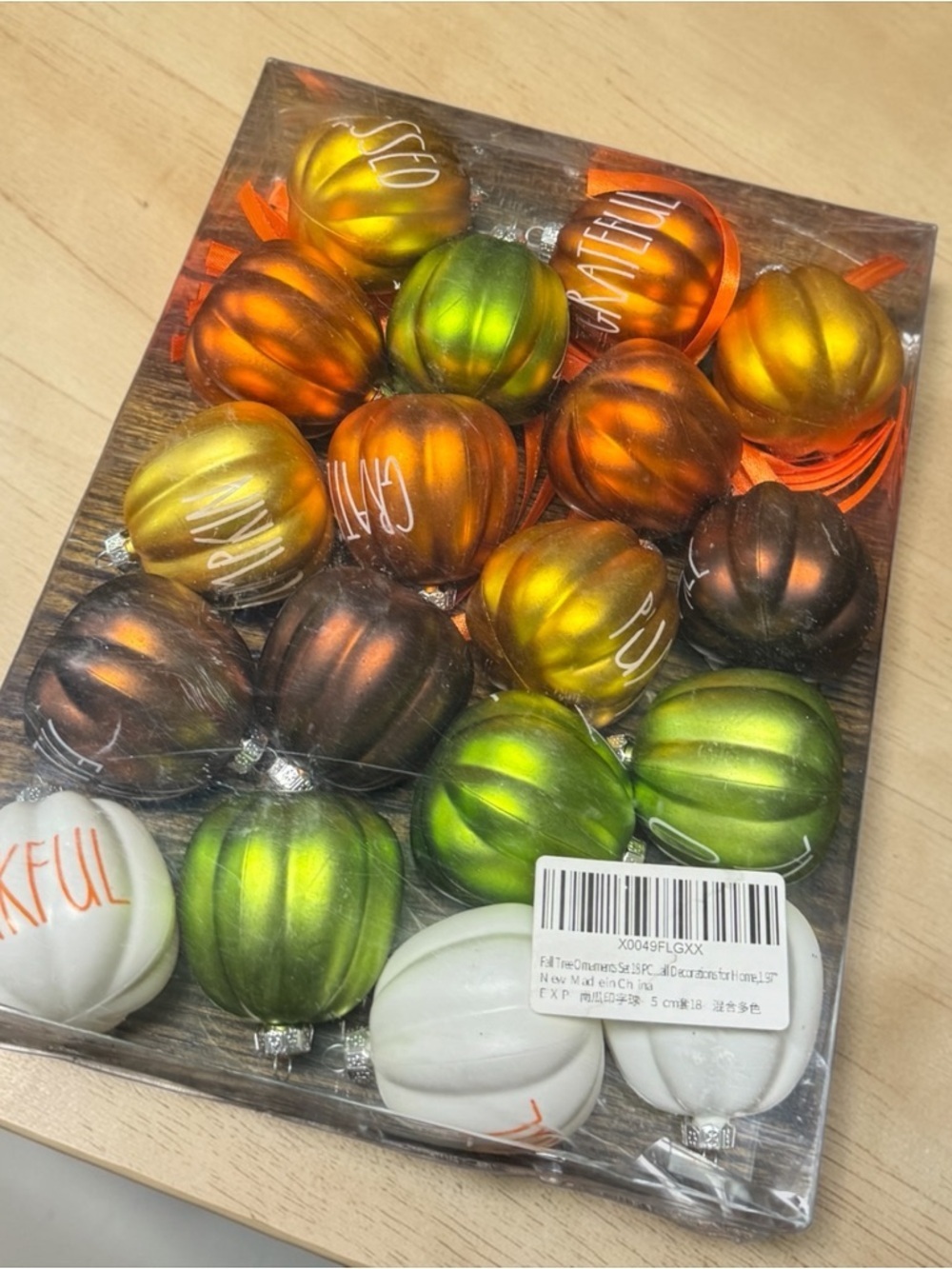 NIB Fall Pumpkin Ornament Set 18pcs Thanksgiving Halloween Tree Decor Rustic - Picture 2 of 15